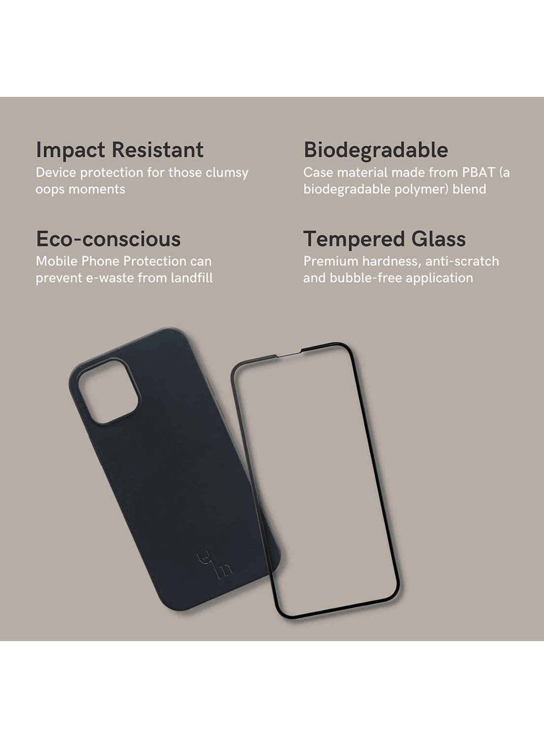 Caseym iPhone 11 Biologisch Abbaubare Handyhülle und Displayschutz-Bundle - CarbonPhone