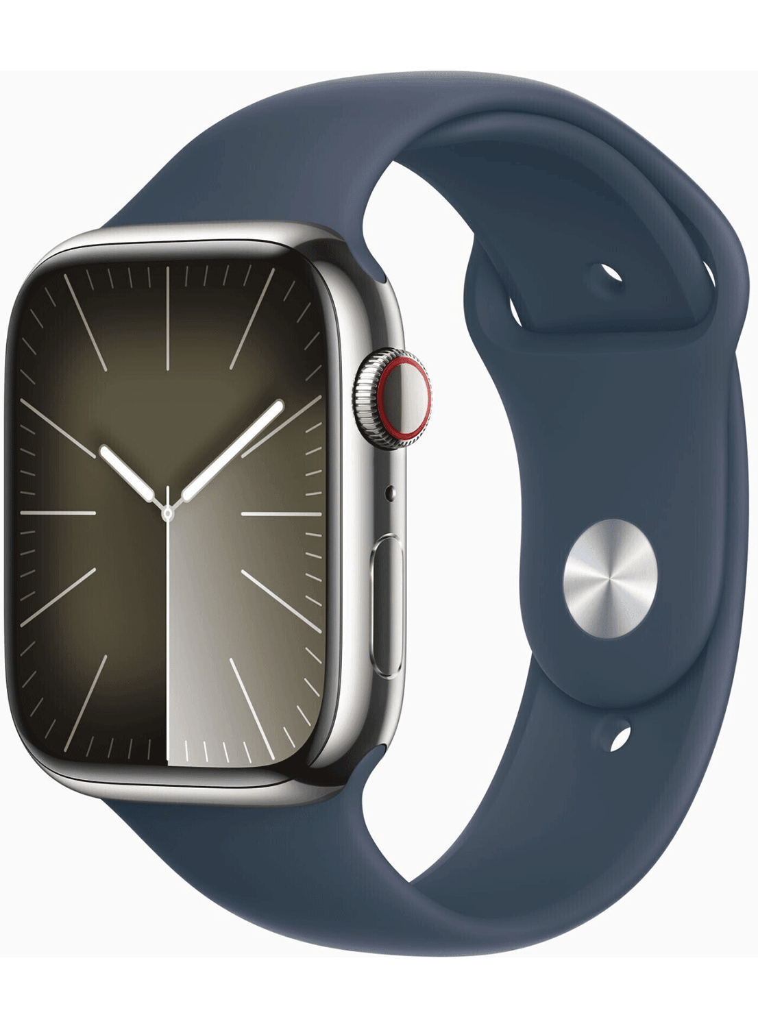 Apple Watch Series 9 4G 45mm acier inoxydable Case avec bracelet en silicone
