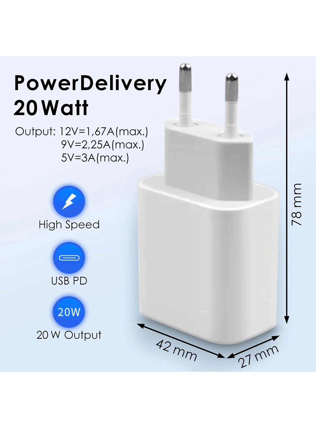 Chargeur rapide Bloc d'alimentation 20W USB Type C Power Charger Adapter